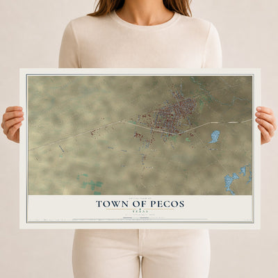 Map of the Town of Pecos, Texas, 12 x 18 inch unframed archival matte print