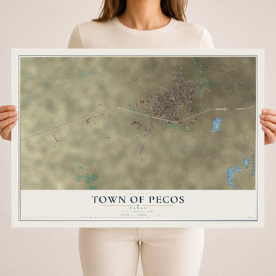Map of the Town of Pecos, Texas, 18 x 24 inch unframed archival matte print