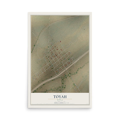 Map of Toyah, Texas, 12 x 18 inch unframed archival matte print