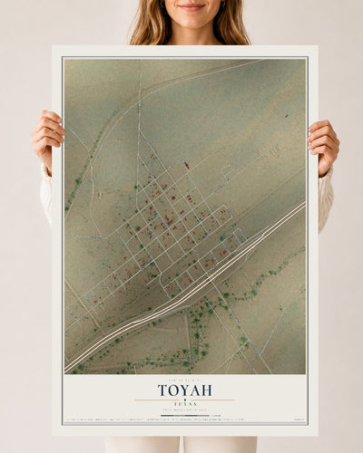 Map of Toyah, Texas, 24 x 36 inch unframed archival matte print