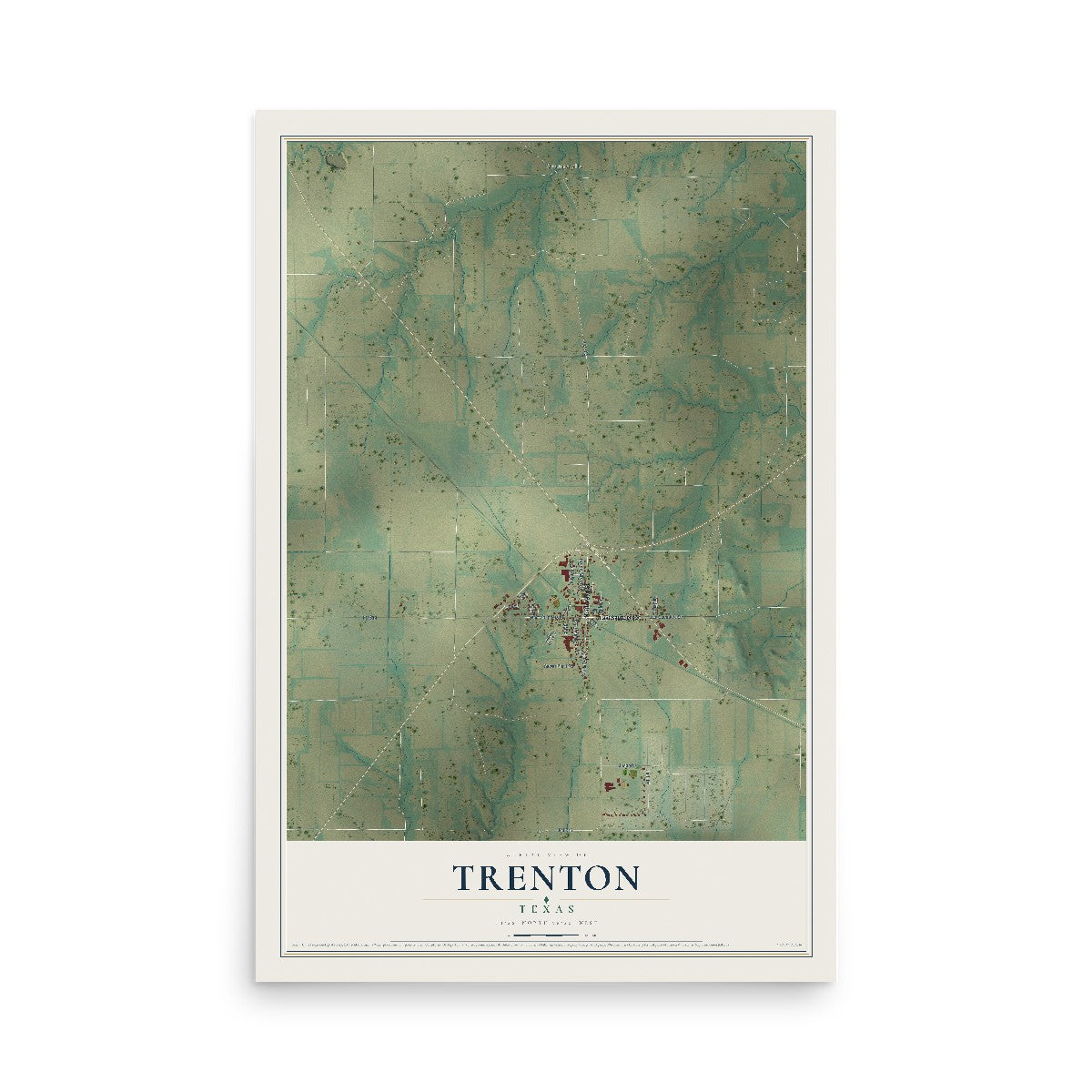 Map of Trenton, Texas, 12 x 18 inch unframed archival matte print