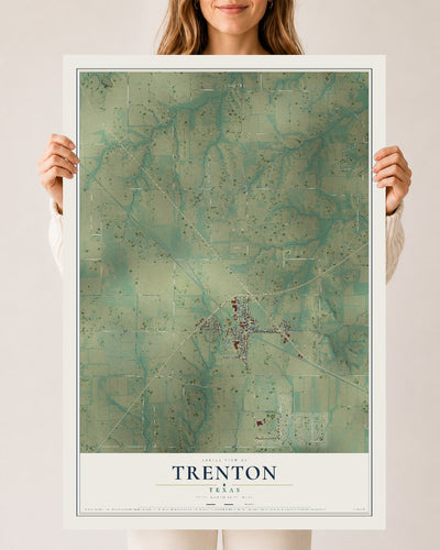 Map of Trenton, Texas, 24 x 36 inch unframed archival matte print