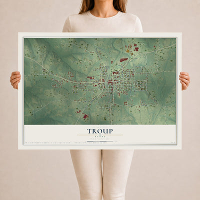 Map of Troup, Texas, 24 x 36 inch unframed archival matte print