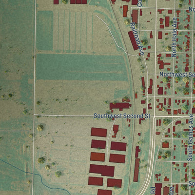 Second close-up of the map of Tulia, Texas print showing more streets and buildings