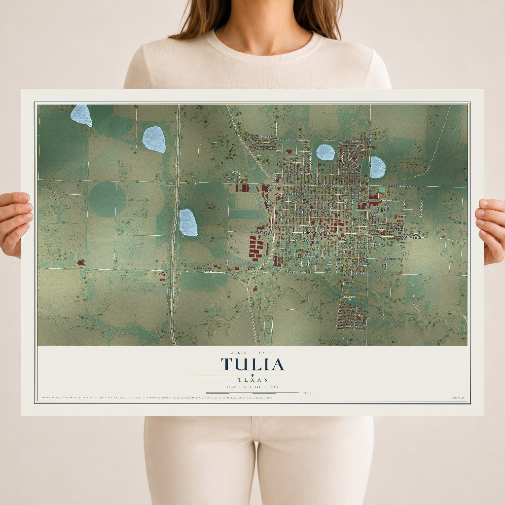 Map of Tulia, Texas, 18 x 24 inch unframed archival matte print
