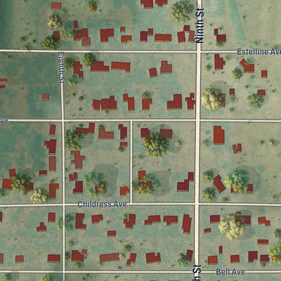 Second close-up of the map of Turkey, Texas print showing more streets and buildings