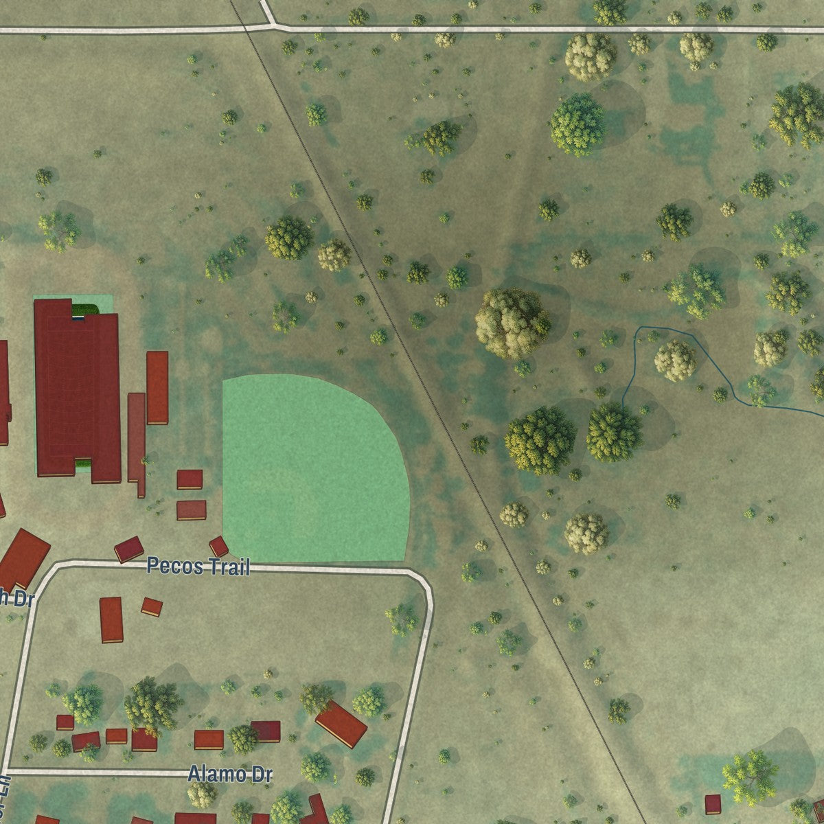 Second close-up of the map of Tuscola, Texas print showing more streets and buildings