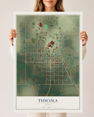 Map of Tuscola, Texas, 24 x 36 inch unframed archival matte print