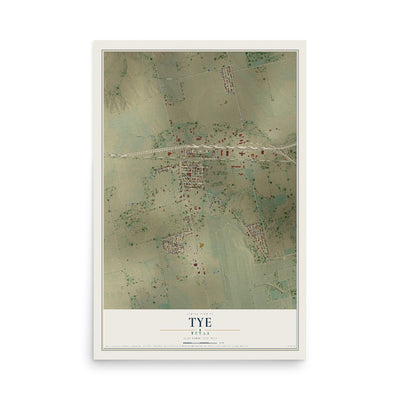 Map of Tye, Texas, 12 x 18 inch unframed archival matte print
