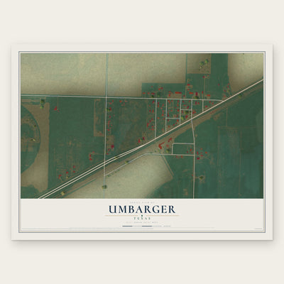 Umbarger, Texas map print, the full design