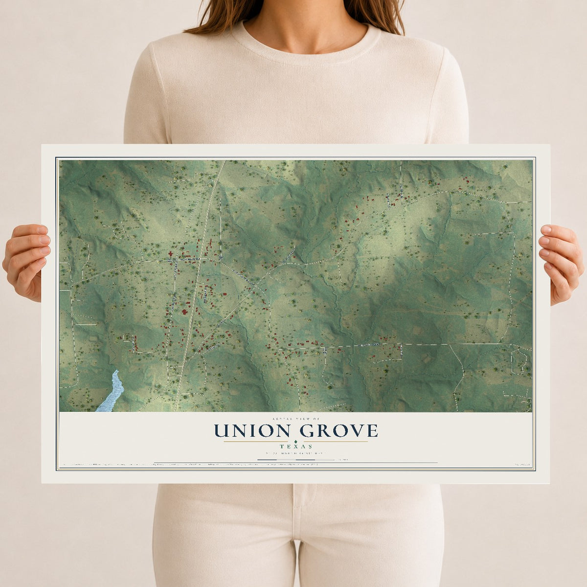 Map of Union Grove, Texas, 12 x 18 inch unframed archival matte print