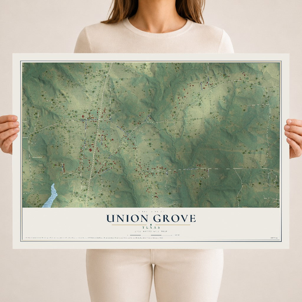 Map of Union Grove, Texas, 18 x 24 inch unframed archival matte print