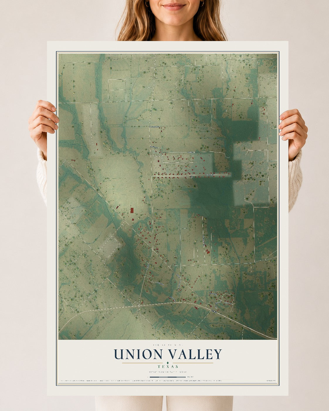 Map of Union Valley, Texas, 24 x 36 inch unframed archival matte print