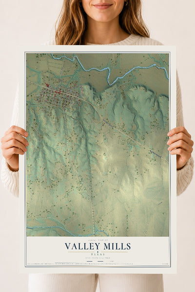 Map of Valley Mills, Texas, 18 x 24 inch unframed archival matte print