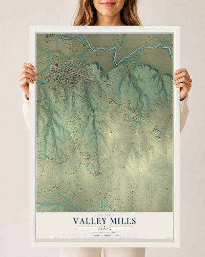 Map of Valley Mills, Texas, 24 x 36 inch unframed archival matte print