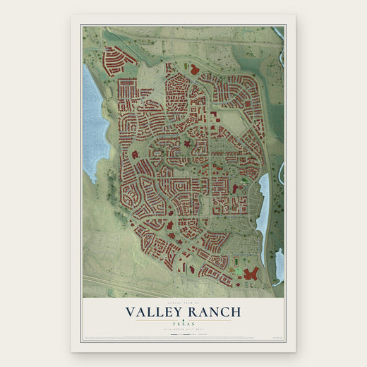 Valley Ranch, Texas map print, the full design
