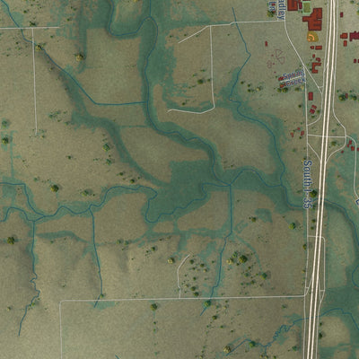 Second close-up of the map of Valley View, Texas print showing more streets and buildings