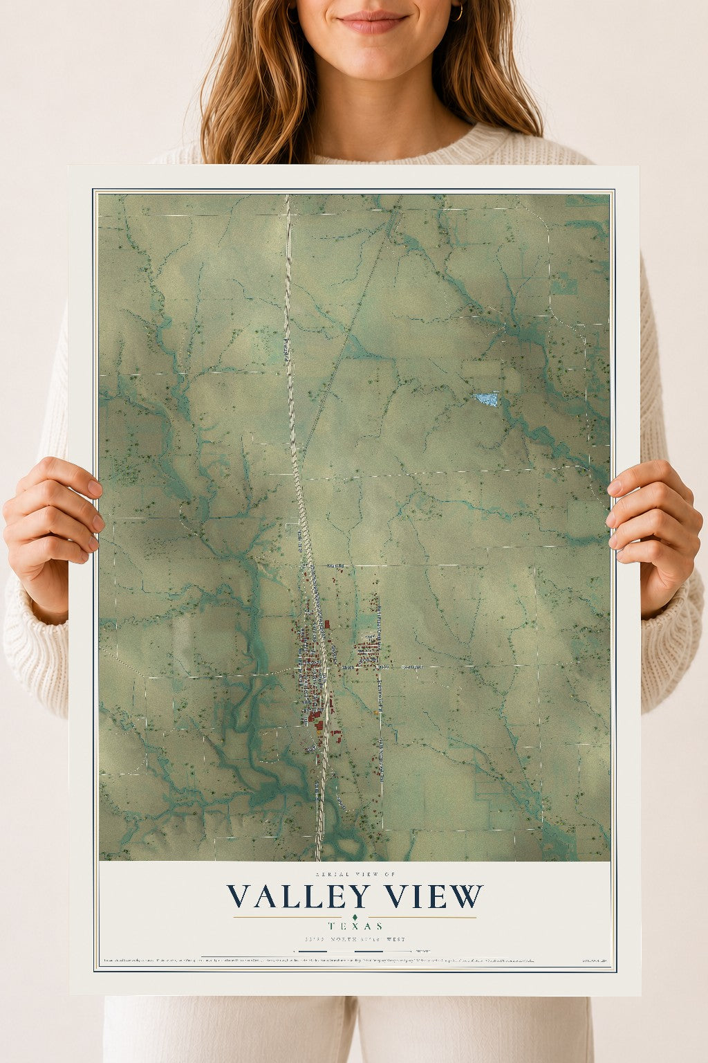 Map of Valley View, Texas, 18 x 24 inch unframed archival matte print