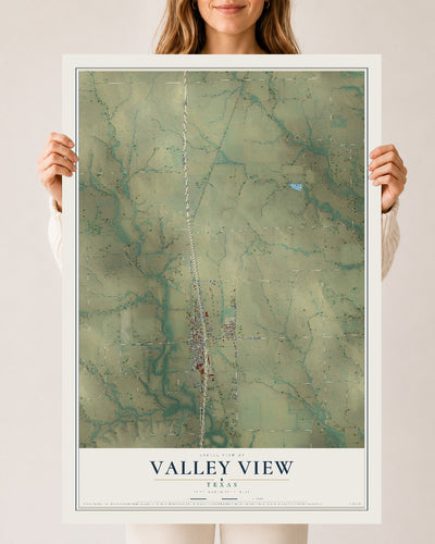 Map of Valley View, Texas, 24 x 36 inch unframed archival matte print