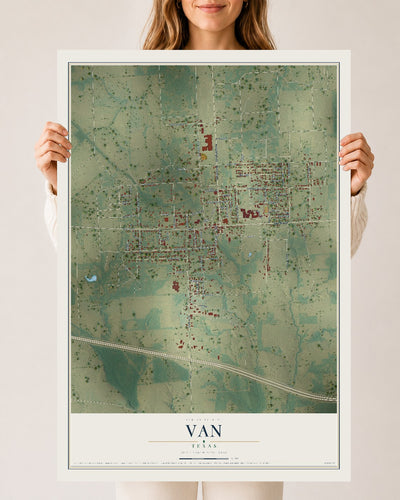 Map of Van, Texas, 24 x 36 inch unframed archival matte print