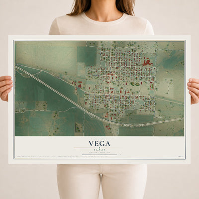 Map of Vega, Texas, 18 x 24 inch unframed archival matte print