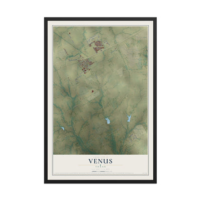 Map of Venus, Texas, 12 x 18 inch print in a black wood frame