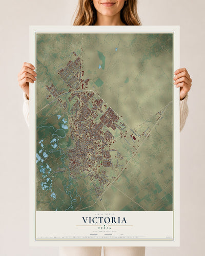 Map of Victoria, Texas, 24 x 36 inch unframed archival matte print