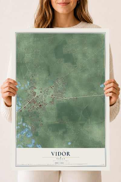 Map of Vidor, Texas, 18 x 24 inch unframed archival matte print