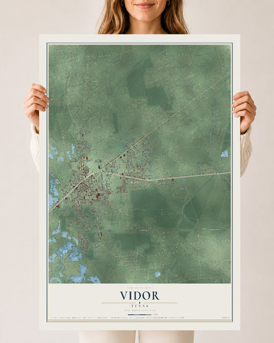 Map of Vidor, Texas, 24 x 36 inch unframed archival matte print