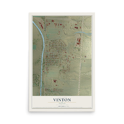 Map of Vinton, Texas, 12 x 18 inch unframed archival matte print
