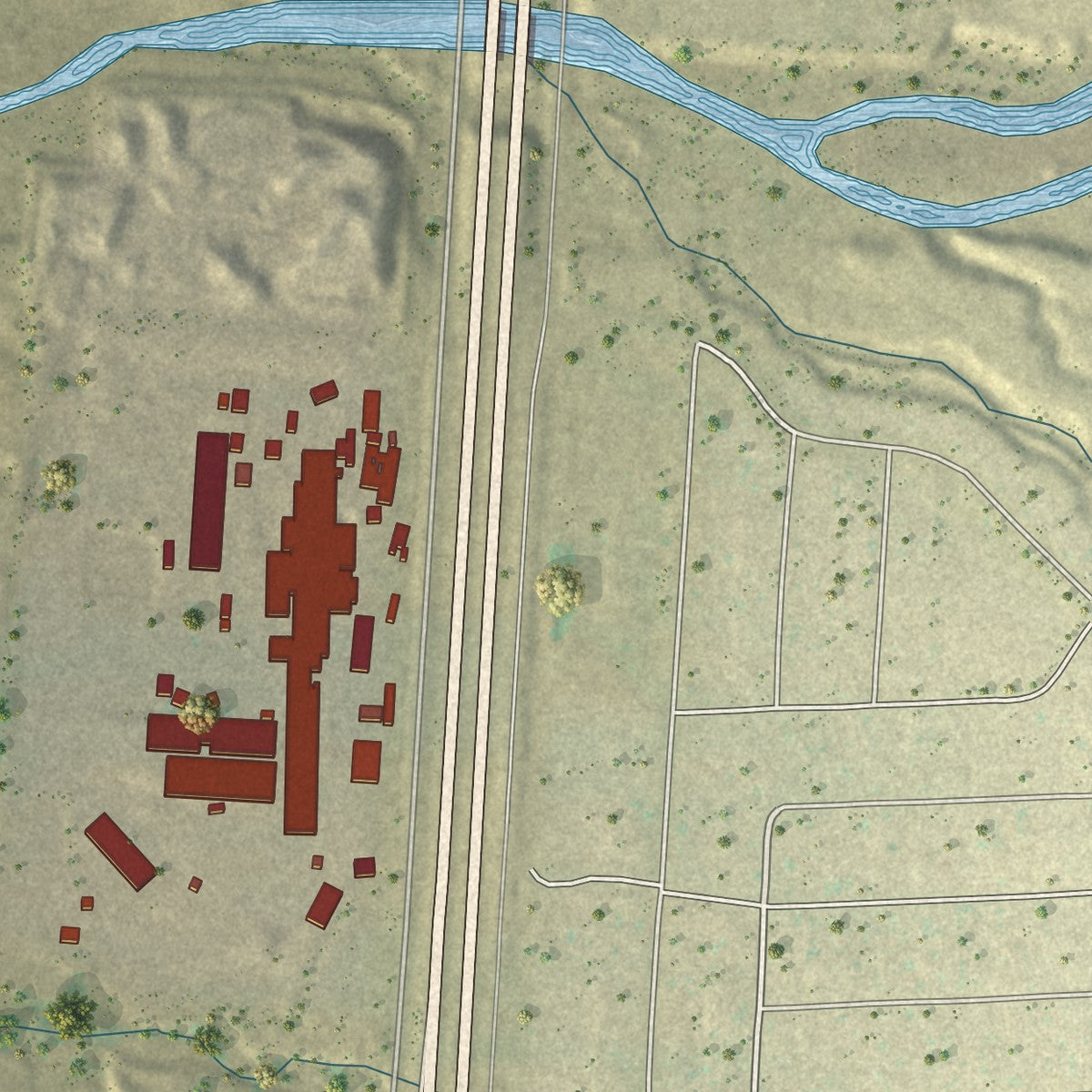 Second close-up of the map of Vinton, Texas print showing more streets and buildings