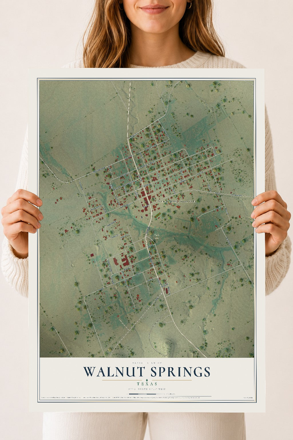 Map of Walnut Springs, Texas, 18 x 24 inch unframed archival matte print