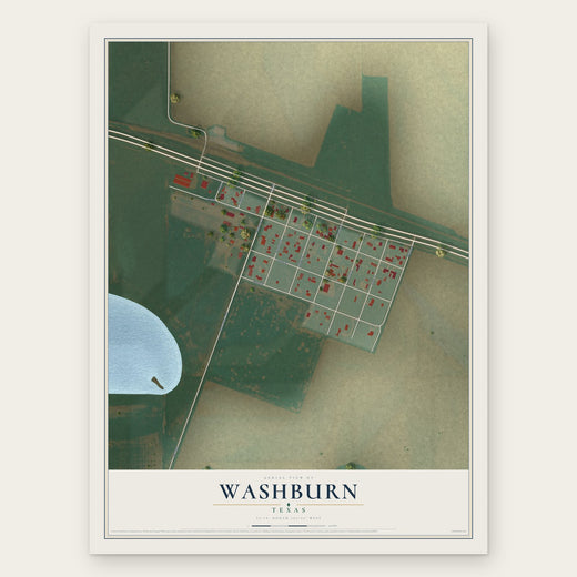Washburn, Texas map print, the full design
