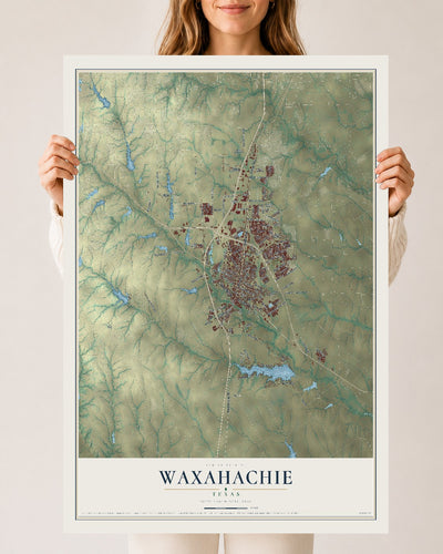 Map of Waxahachie, Texas, 24 x 36 inch unframed archival matte print