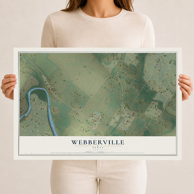 Map of Webberville, Texas, 12 x 18 inch unframed archival matte print