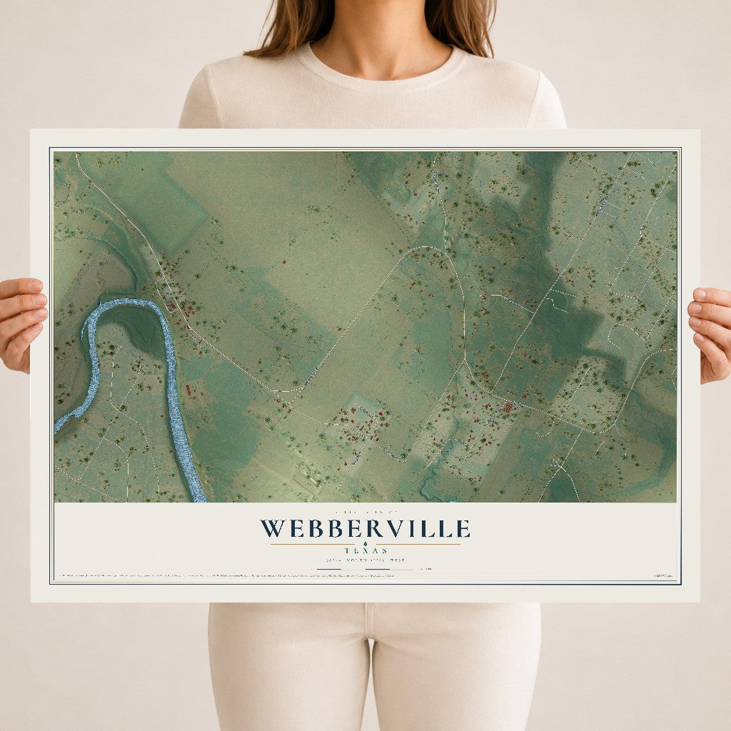 Map of Webberville, Texas, 18 x 24 inch unframed archival matte print
