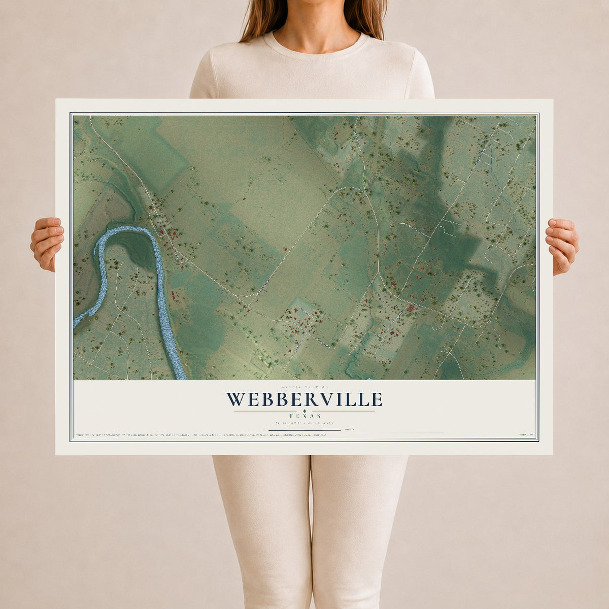 Map of Webberville, Texas, 24 x 36 inch unframed archival matte print