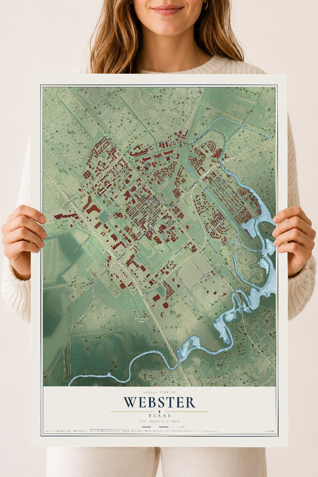 Map of Webster, Texas, 18 x 24 inch unframed archival matte print