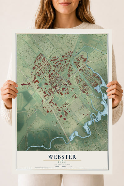 Map of Webster, Texas, 18 x 24 inch unframed archival matte print
