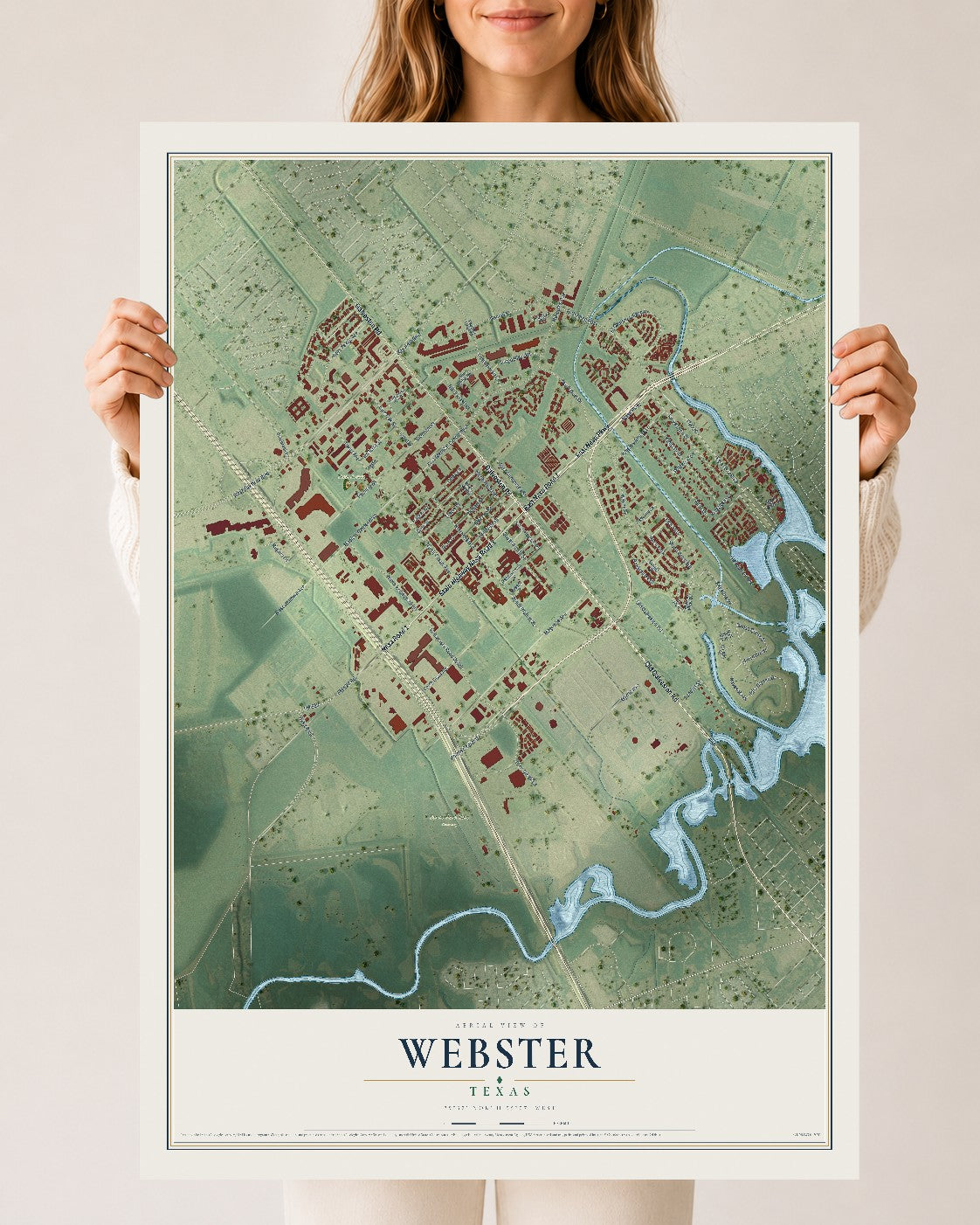 Map of Webster, Texas, 24 x 36 inch unframed archival matte print