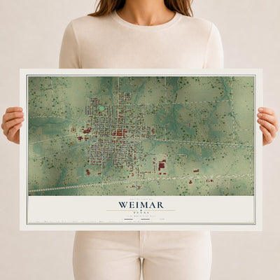 Map of Weimar, Texas, 12 x 18 inch unframed archival matte print