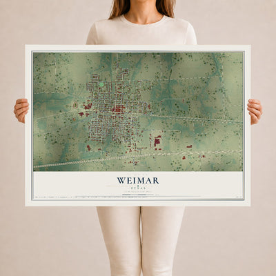 Map of Weimar, Texas, 24 x 36 inch unframed archival matte print