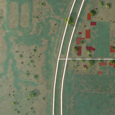 Second close-up of the map of Weinert, Texas print showing more streets and buildings
