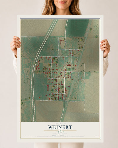 Map of Weinert, Texas, 24 x 36 inch unframed archival matte print