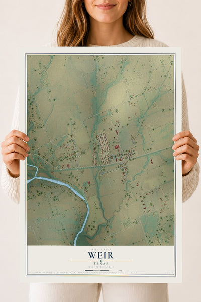 Map of Weir, Texas, 18 x 24 inch unframed archival matte print
