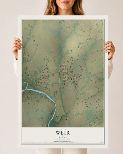 Map of Weir, Texas, 24 x 36 inch unframed archival matte print