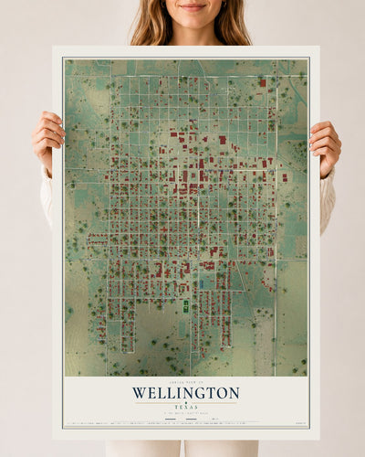 Map of Wellington, Texas, 24 x 36 inch unframed archival matte print