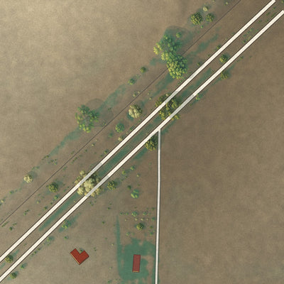 Second close-up of the map of Wellman, Texas print showing more streets and buildings