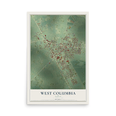 Map of West Columbia, Texas, 12 x 18 inch unframed archival matte print