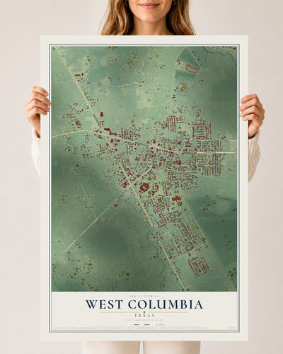 Map of West Columbia, Texas, 24 x 36 inch unframed archival matte print